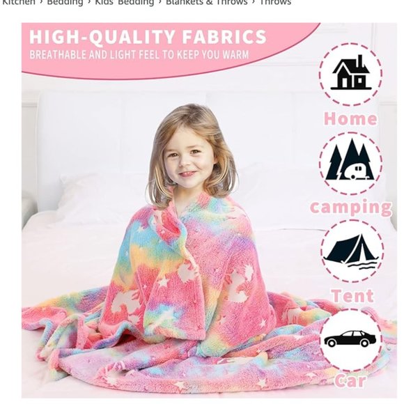 Glow in The Dark Blanket Unicorn Gifts  NEW IN PACK - Picture 5 of 7